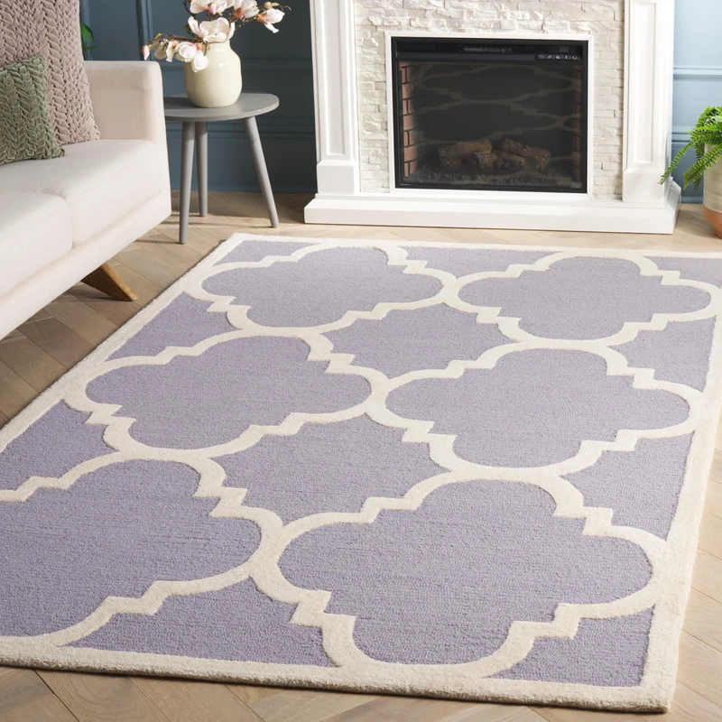 Safavieh Modern Indoor Hand Tufted Rectangle Area Rug, Cambridge Collection, CAM140, in Silver / Ivory, 152 X 244 cm for Living Room, Bedroom or Any Indoor Space