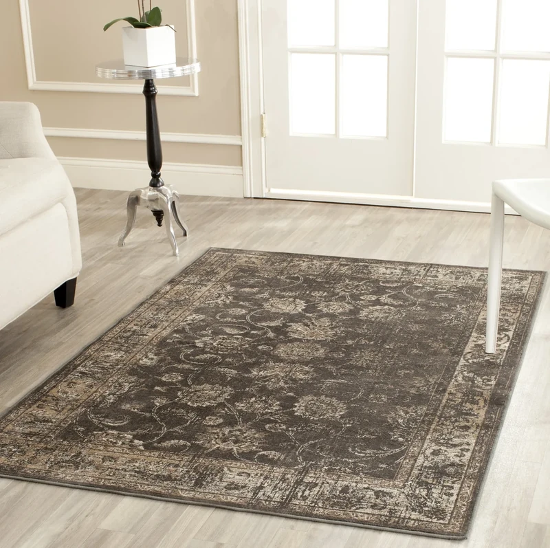 Safavieh Traditional Indoor Woven Rectangle Area Rug, Vintage Collection, VTG117, in Soft Anthracite, 201 X 279 cm for Living Room, Bedroom or Any Indoor Space