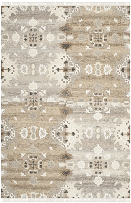 Safavieh Moroccan Boho Tribal Indoor Flatweave Rectangle Area Rug, Natural Kilim Collection, NKM318, in Grey / Multi, 183 X 274 cm for Living Room, Bedroom or Any Indoor Space