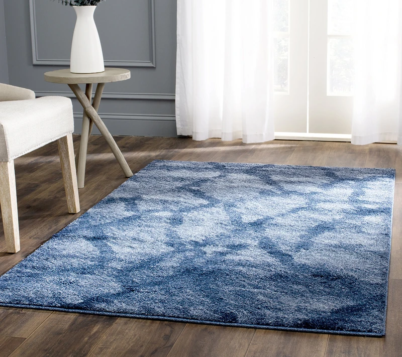 Safavieh Contemporary Indoor Woven Rectangle Area Rug, Retro Collection, RET2144, in Blue / Dark Blue, 122 X 183 cm for Living Room, Bedroom or Any Indoor Space