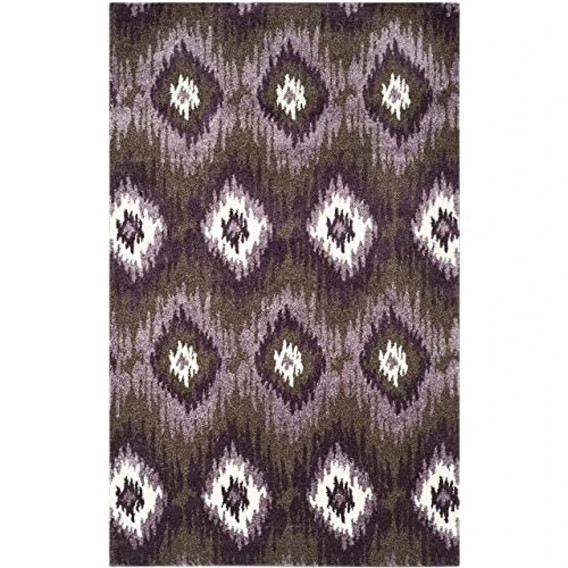 Safavieh Contemporary Indoor Woven Runner Area Rug, Retro Collection, RET2143, in Dark Brown / Eggplant, 152 X 244 cm for Living Room, Bedroom or Any Indoor Space