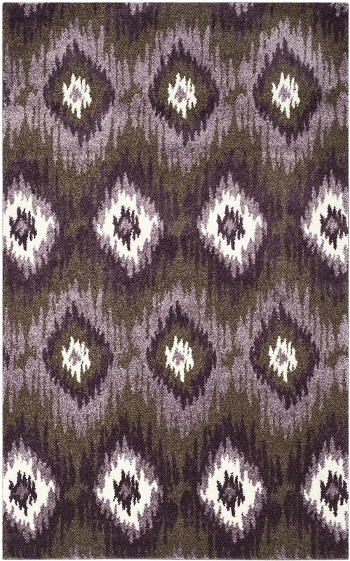 Safavieh Contemporary Indoor Woven Runner Area Rug, Retro Collection, RET2143, in Dark Brown / Eggplant, 122 X 183 cm for Living Room, Bedroom or Any Indoor Space
