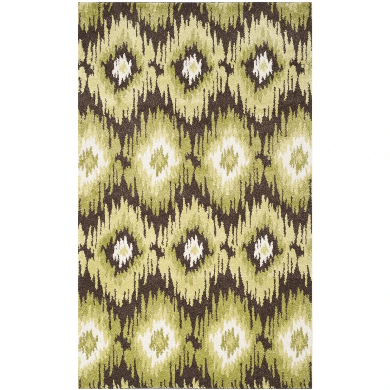 Safavieh Sandra Contemporary Area Rug, Woven Polypropylene Carpet in Dark Brown / Green, 121 X 182 cm