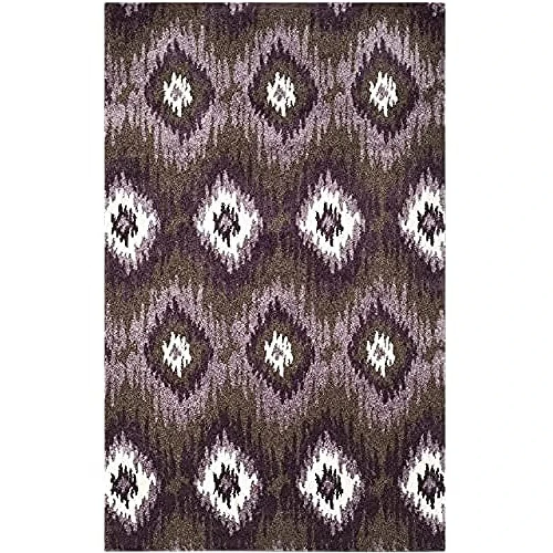Safavieh Sandra Contemporary Area Rug, Woven Polypropylene Carpet in Dark Brown / Green, 152 X 243 cm