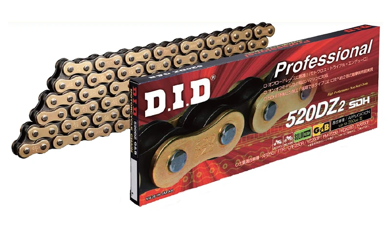 DID chain 520 Standard Gold DZ2, 114 Glieder, offen mit Clip Lock