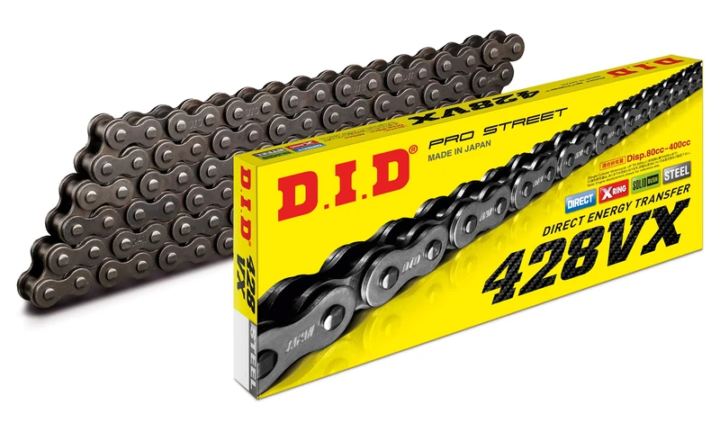 DID chain, 428 VX, 114 links (x Open Ring), with Clip Lock