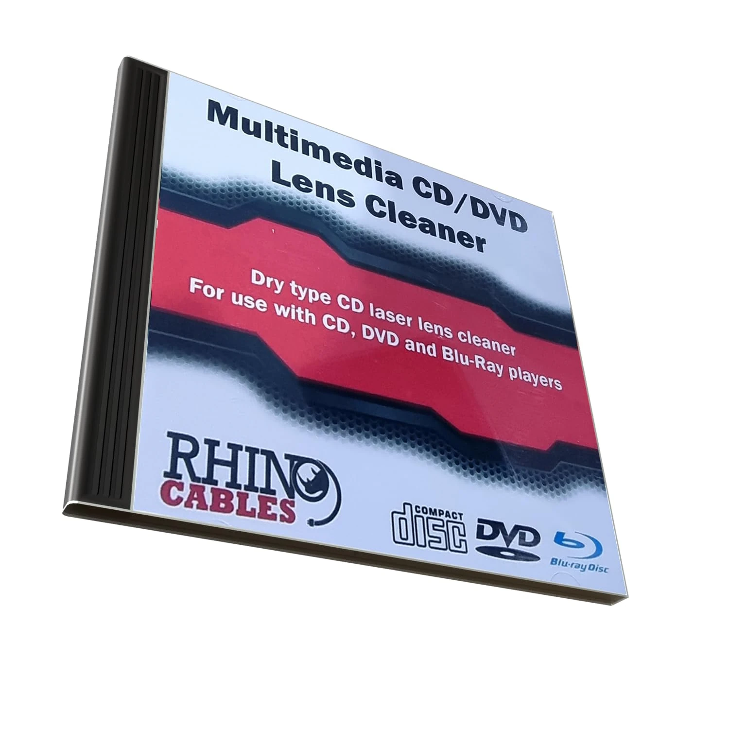 rhinocables - CD DVD Lens Cleaner | Laser Cleaning Disc Set | Optical Drive Maintenance for CD, DVD, Blu-Ray Players | Universal Compatibility | Enhance Playback Experience
