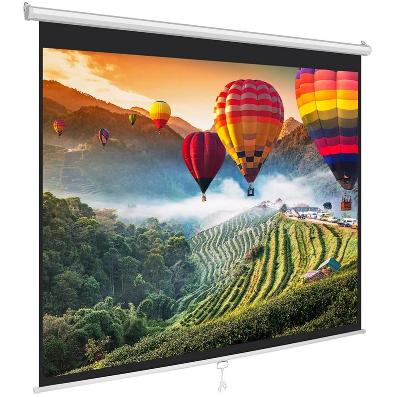 Pyle Projector Screen Pull Down Manual – 84-Inch Roll-Down Wall &Ceiling Mount Projection Screen with Black Masking Border for Home Cinema, Office or Classroom Use