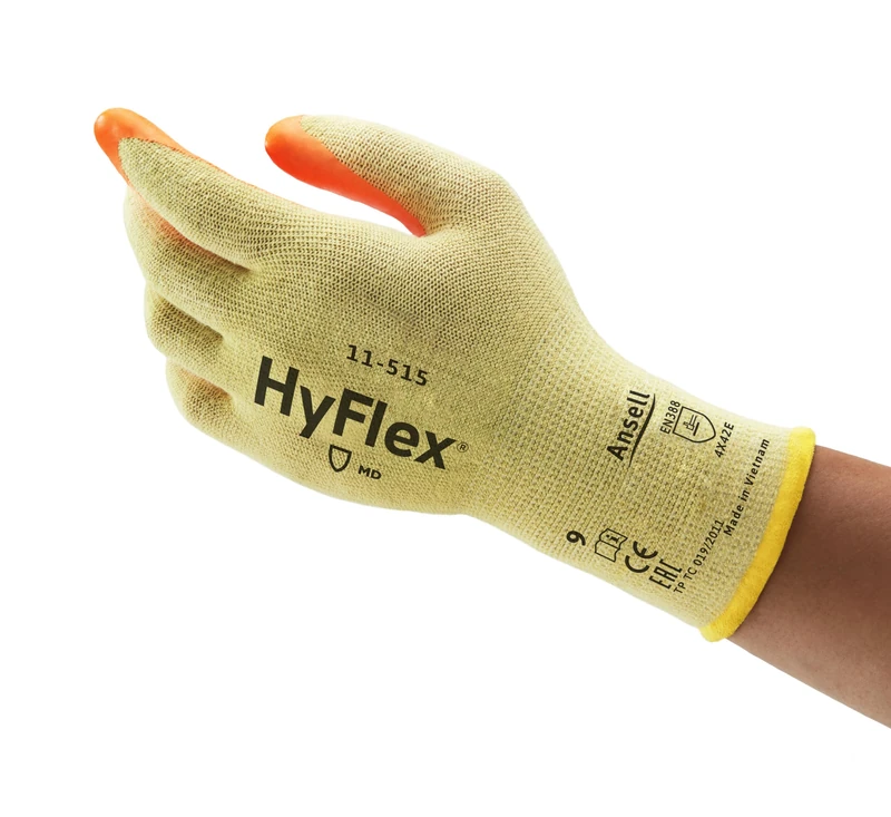 Ansell Hyflex 11-515 Safety Work Gloves Mechanical Protection, Size 9 (L), (12 Pairs)