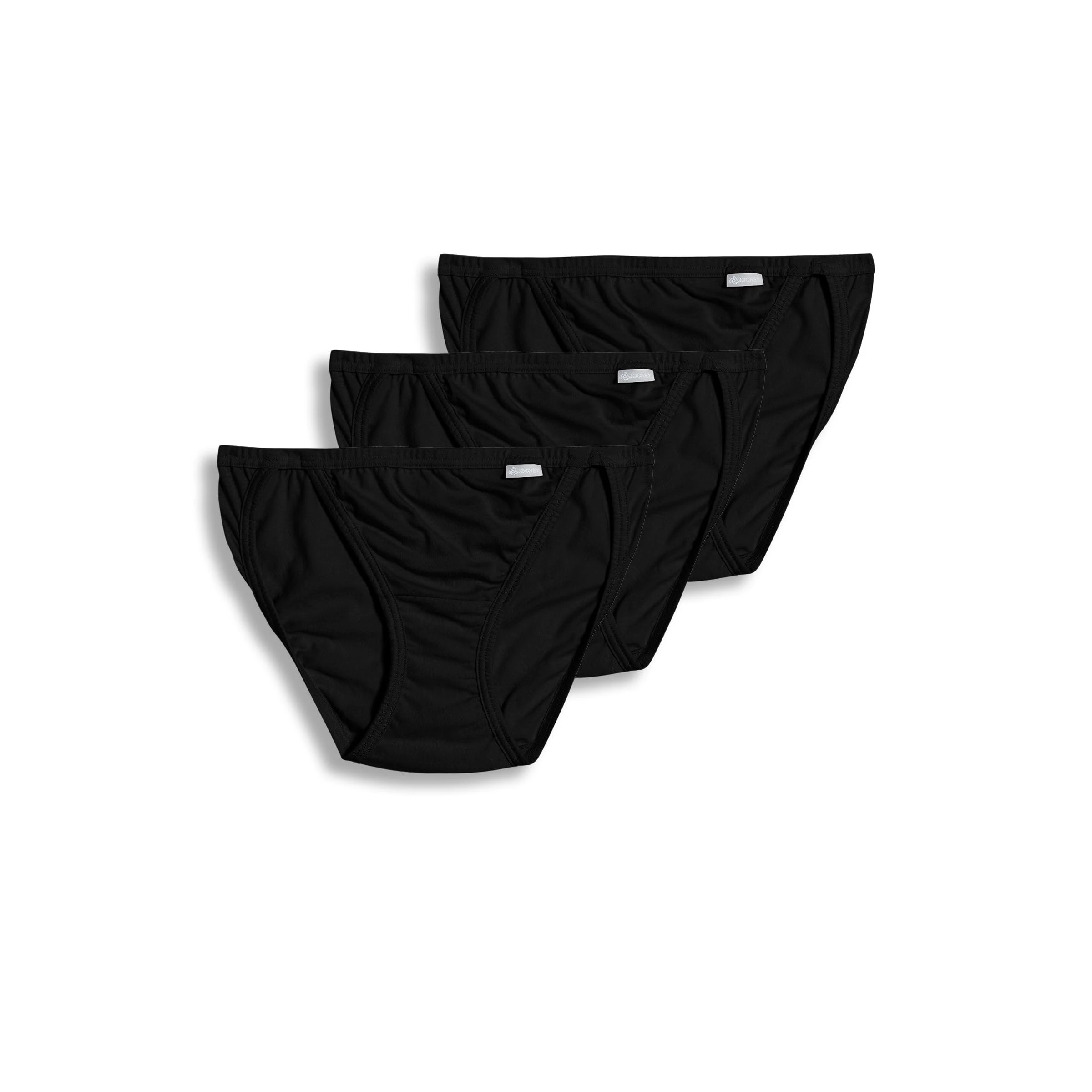 Jockey Women's Underwear Elance String Bikini - 3 Pack, Black, 7