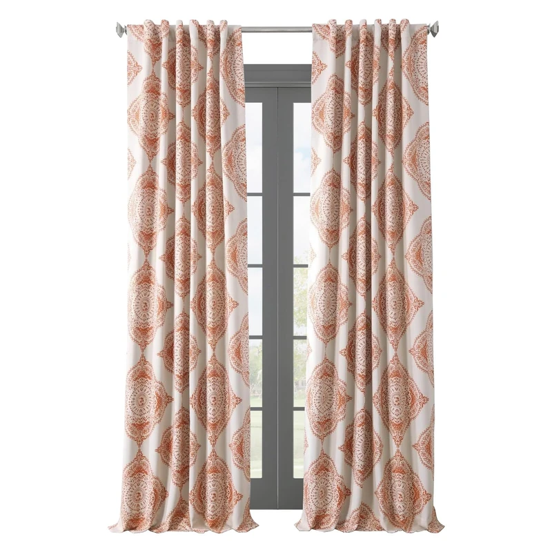 HPD Half Price Drapes Printed Room Darkening Curtains 50 X 108 (1 Panel), BOCH-KC27-108, Henna