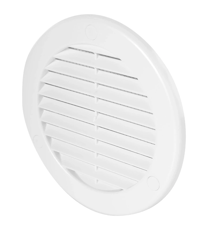 Awenta Plastic Air Vent Grille Cover 100 mm 4 inch, White with Insect Grid Fly Net, Screw Hole Covers for Better Look