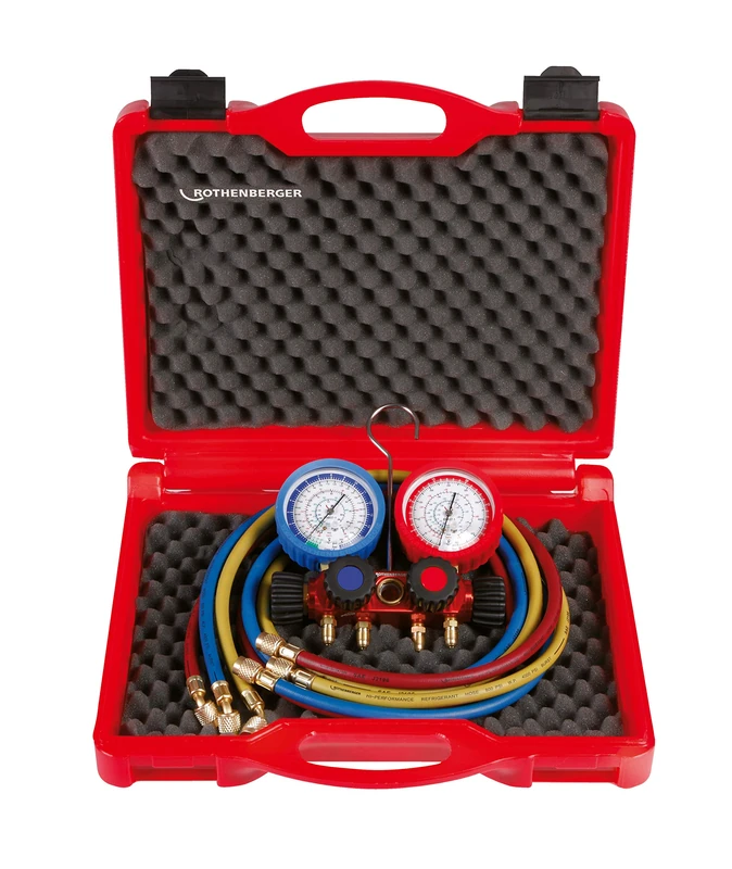 Rothenberger 170607 2-Way Standard Assembly Aid Set R410A with Pressure Gauge Pulse-Free Class 1 - Image 1