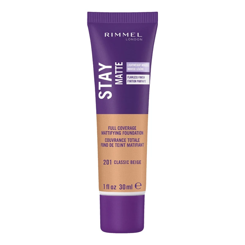 Rimmel London Stay Matte Foundation, 201 Classic Beige, 30 ml