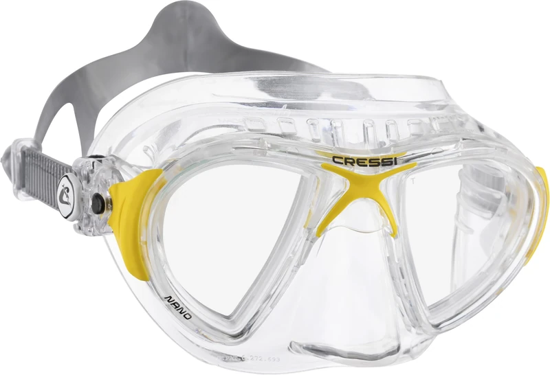 Cressi Nano Compact Low Volume Scuba-Freediving-Snorkeling Mask (Made in Italy), Clear/Yellow