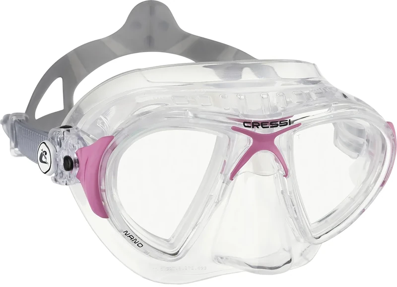 Cressi Nano Compact Low Volume Scuba-Freediving-Snorkeling Mask (Made in Italy), Clear/Pink