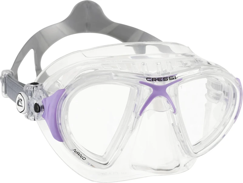 CRESSI Nano Compact Low Volume Scuba-Freediving-Snorkeling Mask (Made in Italy), Clear/Lilac