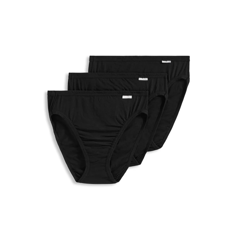 Jockey Women's Underwear Plus Size Elance French Cut - 3 Pack, Black, 7