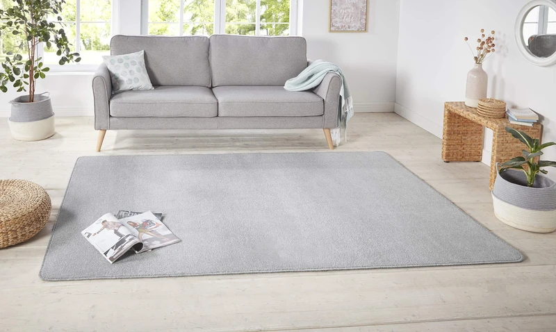 Hanse Home Nasty Rug - Living Room Rug Fluffy Short Pile Plain Colours for Dining Room, Living Room, Children's Room, Hallway, Bedroom, Kitchen - Plain Silver, 160 x 240 cm