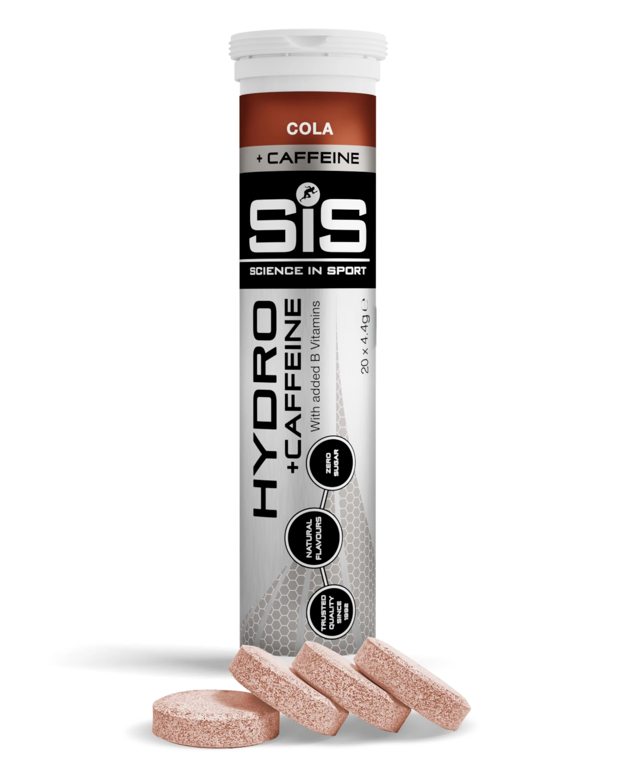 Science in Sport Hydro Electrolyte Tablets 20 pcs. Cola + Caffeine – Vegan & Gluten-Free, with Sodium, Calcium, Potassium & Magnesium for Balanced Electrolyte Levels (Packaging May Vary)