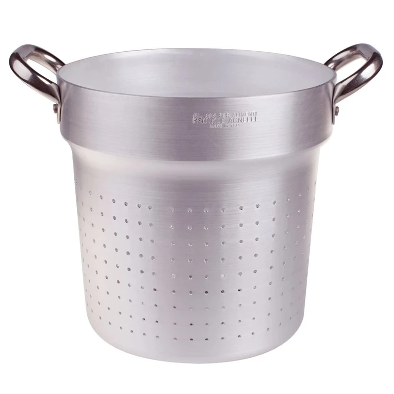 Pentole Agnelli Professional Aluminium 3 Mm. Cylindrical Colander With 2 Handles, Diameter 24 Cm.