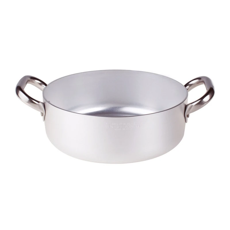 Pentole Agnelli ALMA10632 Professional Aluminum Pans 3 mm, Low Casserole with 2 Handles, 8.4 L