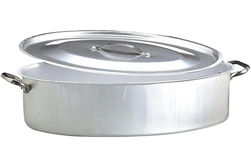 Pentole Agnelli Professional Aluminium 3 Mm. Oval Saucepot With Lid And 2 Handles, Diameter 40 Cm.