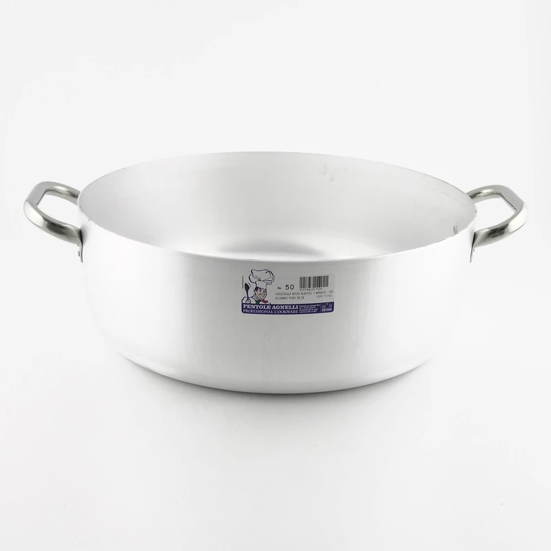 Pentole Agnelli Professional Aluminium 3 Mm. Casserole Pot 3 Mm. Thick With 2 Handles, 32 Litre