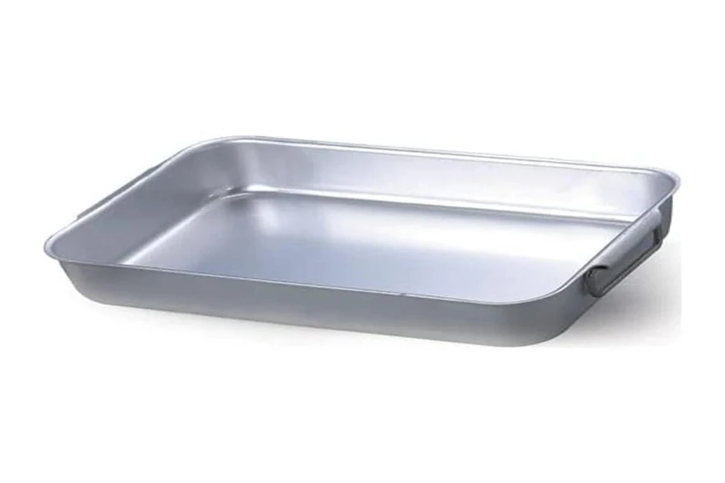 Pentole Agnelli Professional Aluminium 3 Mm. Rectangular Roasting Plate, Length 58.5 Cm.
