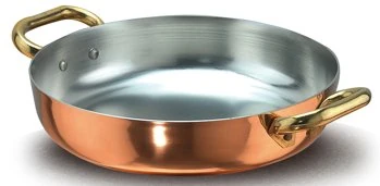 Pentole Agnelli ALCU11036 Pan in Hand-Tinned Smooth Copper with 2 Brass Handles, 36 cm