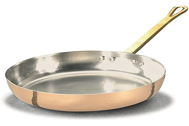 Pentole Agnelli ALCU111B24 Smooth Copper Tin Plated Hand Jumping Pan with Tubular Handle, 24 cm