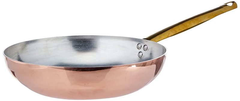 Pentole Agnelli ALCU111B28 Smooth Copper Tin Plated Hand Jumping Pan with Tubular Handle, 28 cm