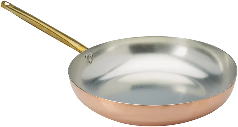 Pentole Agnelli ALCU111B36 Smooth Copper Tin Plated Hand Jumping Pan with Tubular Handle, 36 cm