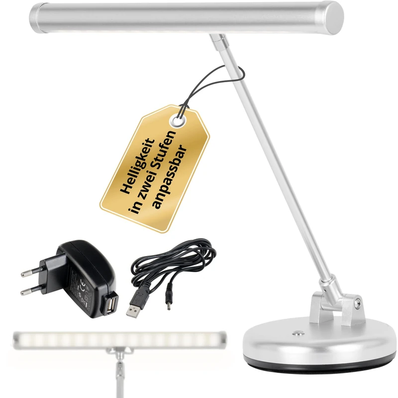 Show Lite LED Piano Lamp Silver Matt