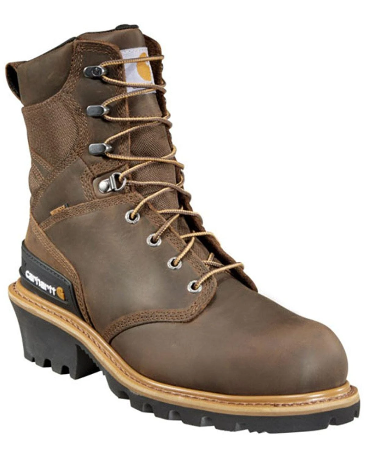 Carhartt Men's 8" Waterproof Composite Toe Leather Logger Boot CML8369, Crazy Horse Brown Oil Tanned M US