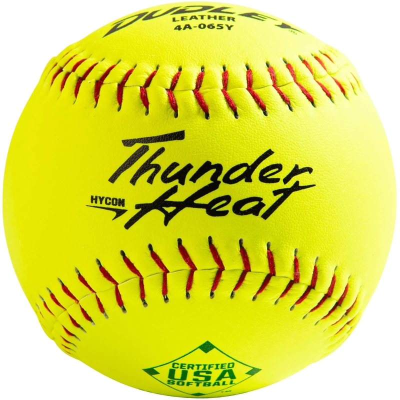 DUDLEY ASA Thunder Hycon Leather Slowpitch Softball - 12 Pack, 4A065YA, Yellow