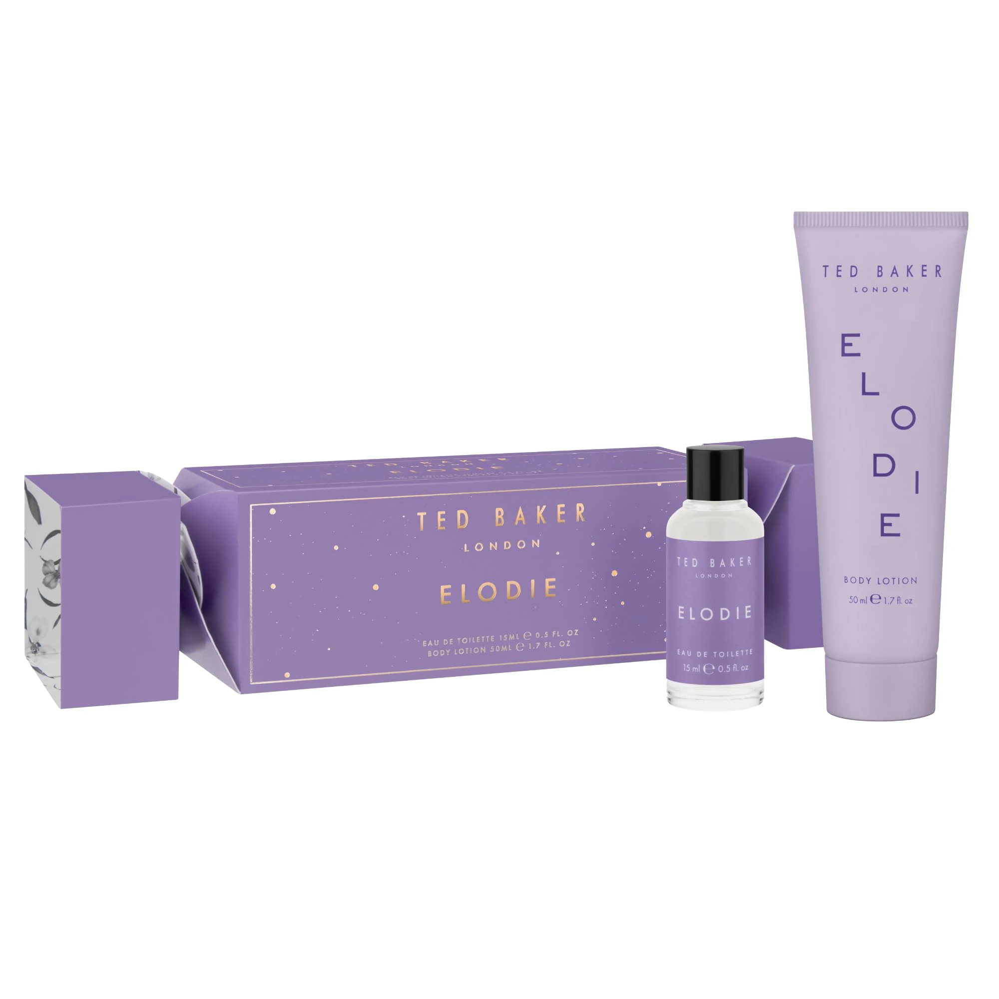 Ted Baker Elodie Fragrance and Body Lotion Gift Set, Elodie Fragrance EDT with Top Notes of Pink Pepper and Bergamot 15ml and Body Lotion 50ml, Cracker Gift Set