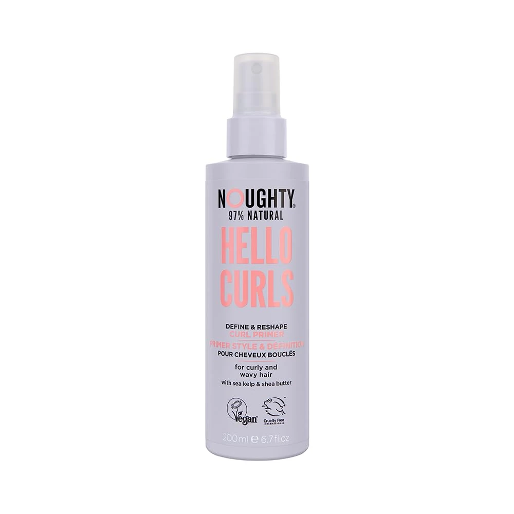 Noughty 97% Natural Hello Curl Define and Re-Shape Primer Vitamin Rich Formula for Curly and Wavy Styles with Sea Kelp and Shea Butter Sulphate Free Vegan Haircare 200 ml