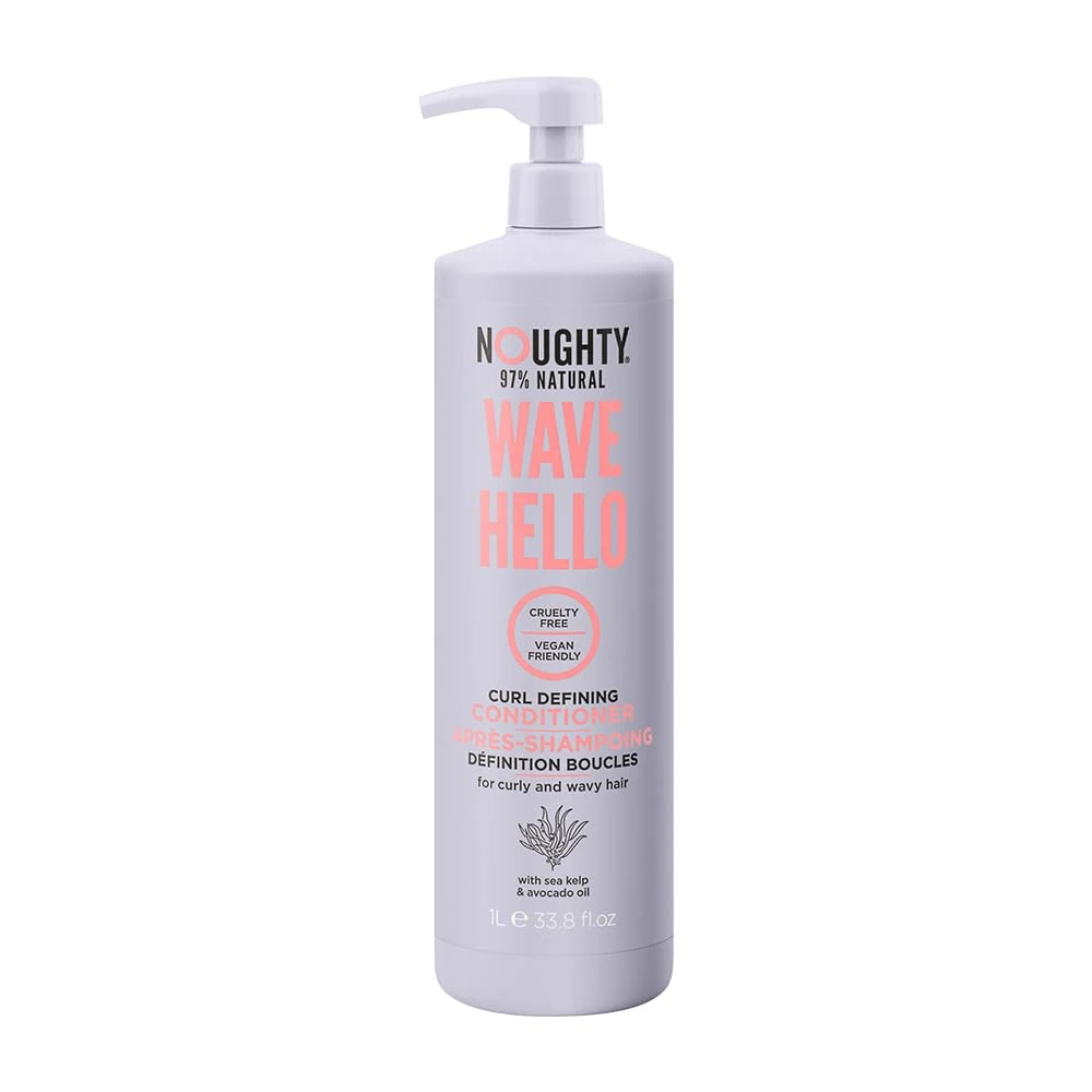 Noughty 97% Natural Wave Hello Curl Defining Conditioner to Condition Enhancing Soften and Define Curls with Sea Kelp Extract and Avocado Oil Sulphate Free Vegan Haircare 1L