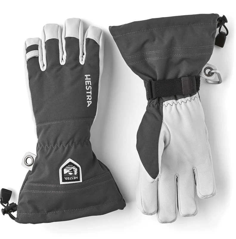 Hestra Leather Heli Ski and Ride Glove with Gauntlet,Grey,11