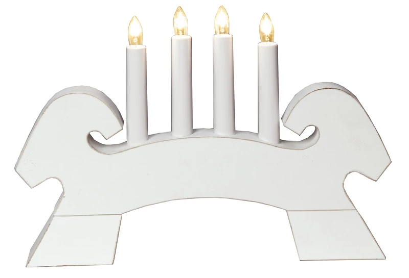 Star Candlestick Julbock, 4-Lights Material: Wood, White ca. 23 x 33 cm, Four Colour Box