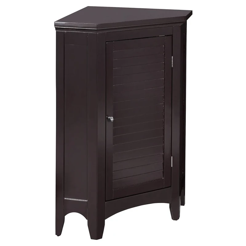 Teamson Home Versanora Free Standing Wooden Corner Cupboard Bathroom Storage Cabinet Unit, MDF, Brown, 62.87 x 43.18 x 81.28 cm, AELG-596