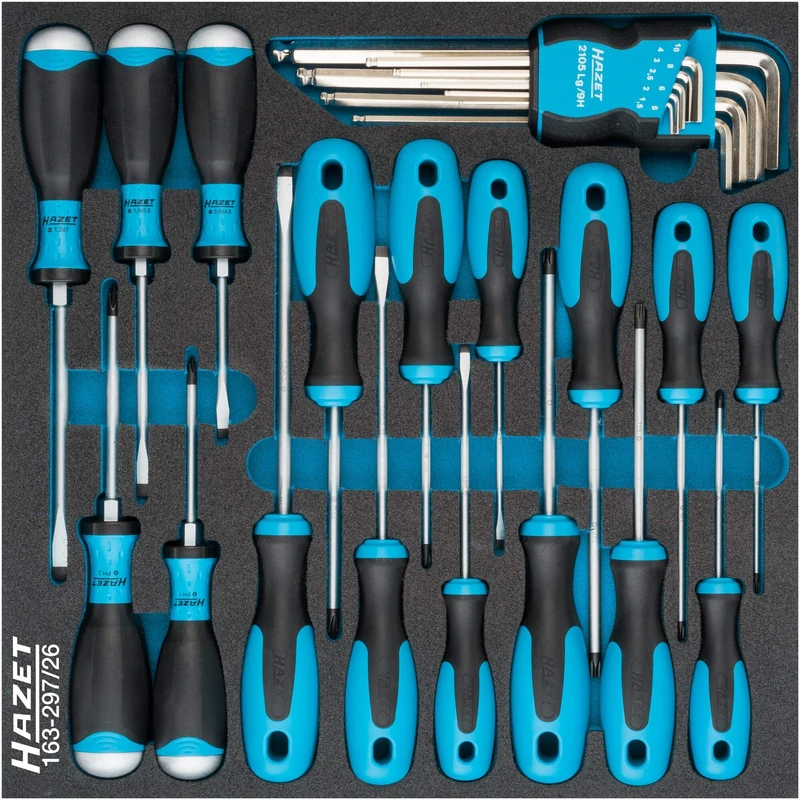 Hazet Screwdriver kit, Pack of 26 2/3", 163-297/26