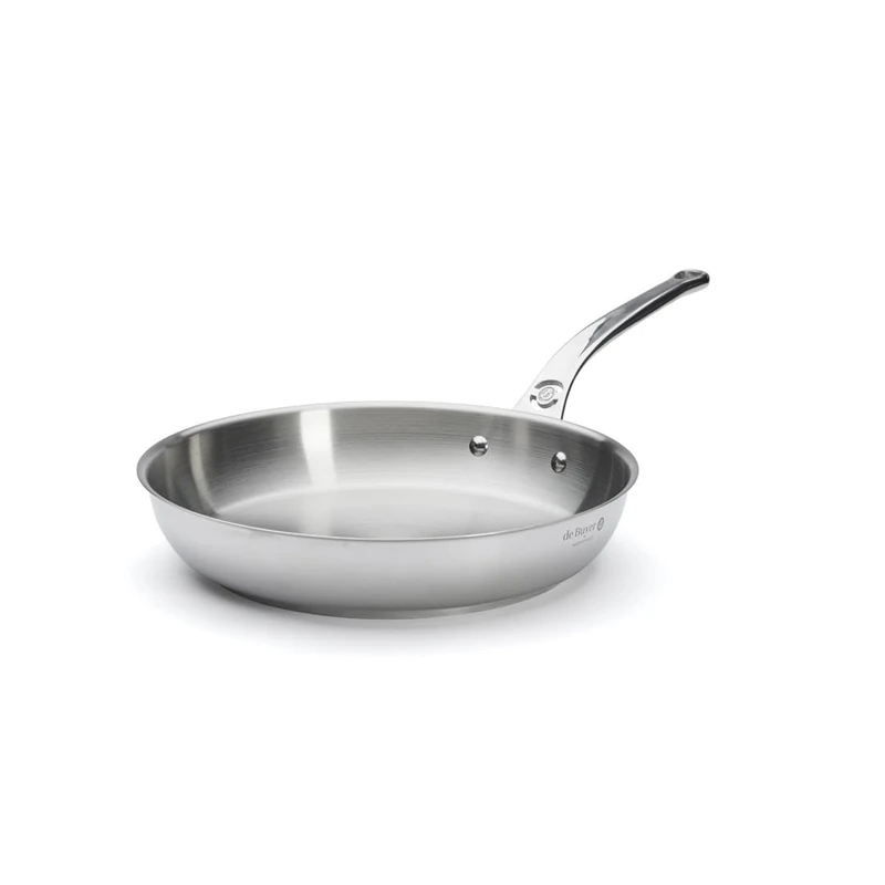De Buyer Milady Cast Stainless Steel Frying Pan with Handle, Silver, 48.9 x 27.9 x 5.1 cm - Image 1