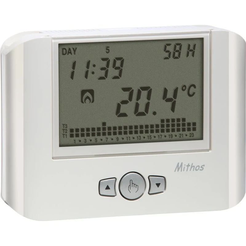 VEMER VE478400 model MITHOS H BIANCO Weekly chronothermostat with humidistat control function. Wall-mounting, color white