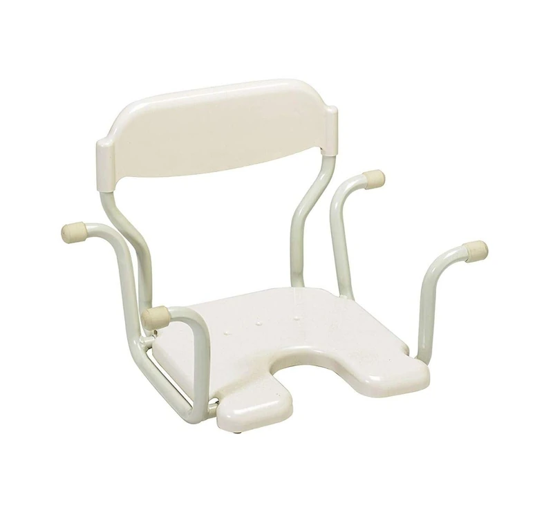 Homecraft White Line Suspended Bath Seat with Backrest, Durable Easy-to-Clean Plastic Seat for Enhanced Bathing Comfort, Supports up to 130 kg