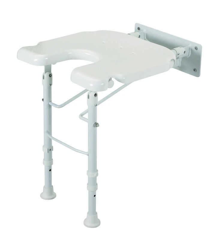 Homecraft Wall Mounted White Line Shower Seat (Eligible for VAT relief in the UK), Fold Away Seat with Drop Down Legs, Safe Bathing and Showering in the Bathroom, Elderly, Disabled, Handicapped