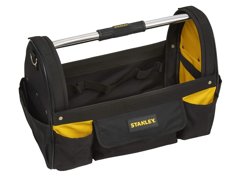 Stanley STST1-70712 Open Tote Tool Bag with Belt, Black/Yellow