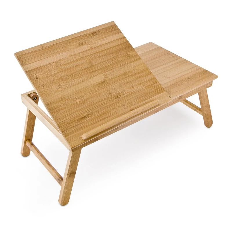 Relaxdays Bamboo Laptop Table Lapdesk + Storage Compartment + Adjustable Shelf Space, 55 x 33 x 24 cm