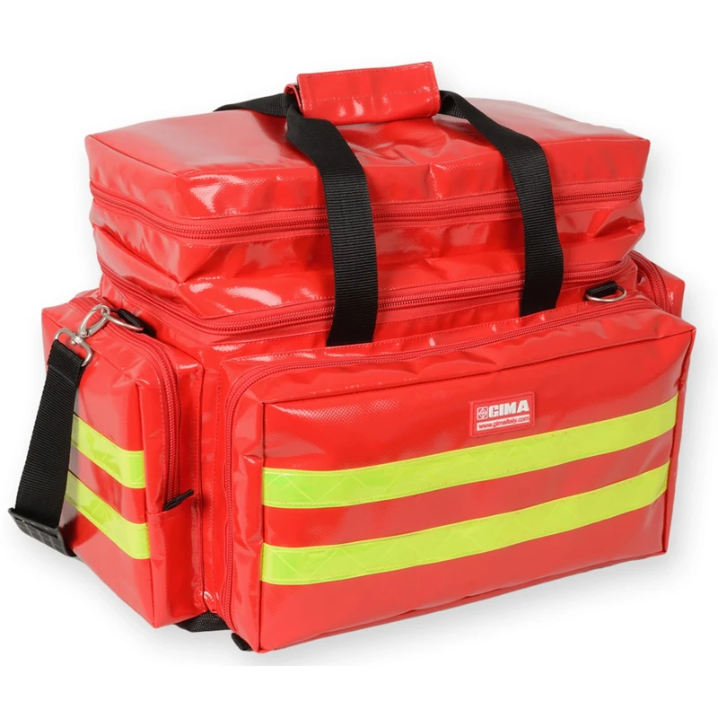 GIMA - Emergency Smart Bag, Red Colour, Polyester, Empty, Trauma, Rescue, Medical, First Aid, Nurse, Paramedic Multi Pocket Bag, 45x28x28 cm